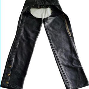 Leather motorcycle chaps, small